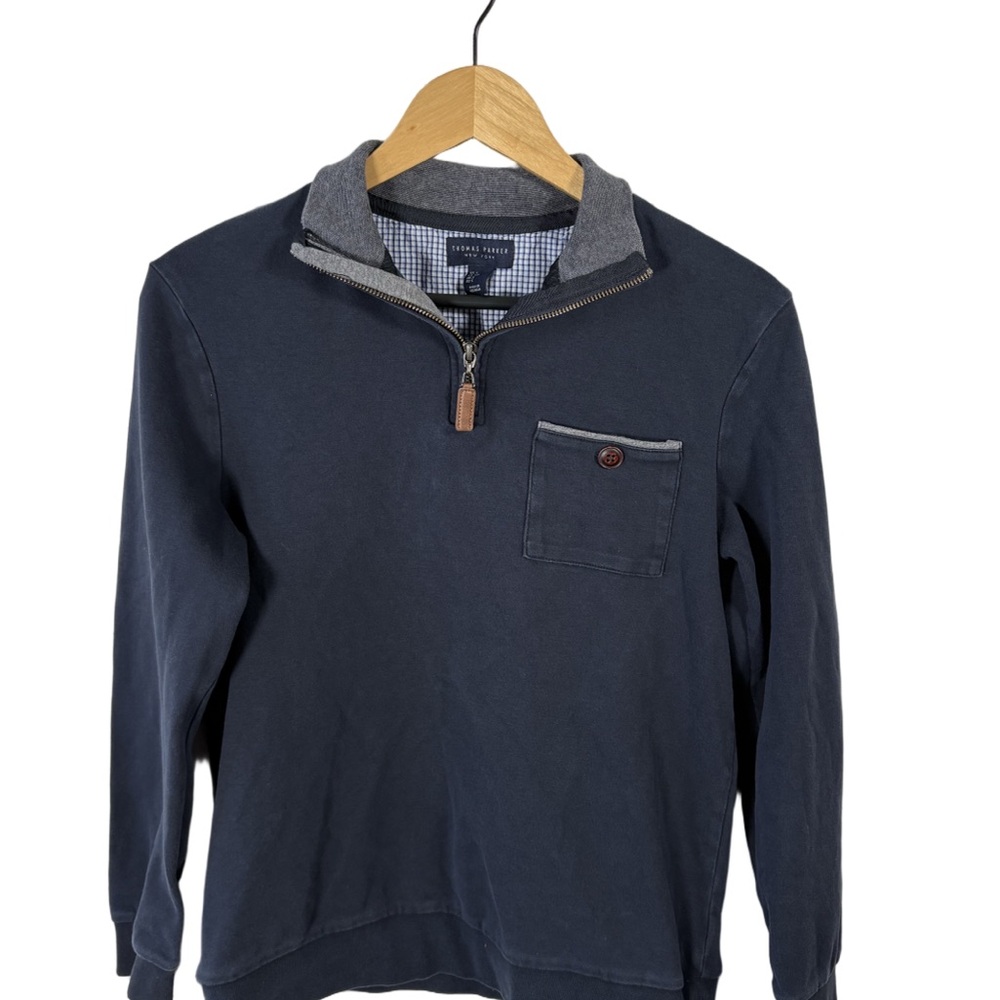 Thomas Parker Navy 1/4 Zip Cotton Pullover Sweatshirt Men’s Small